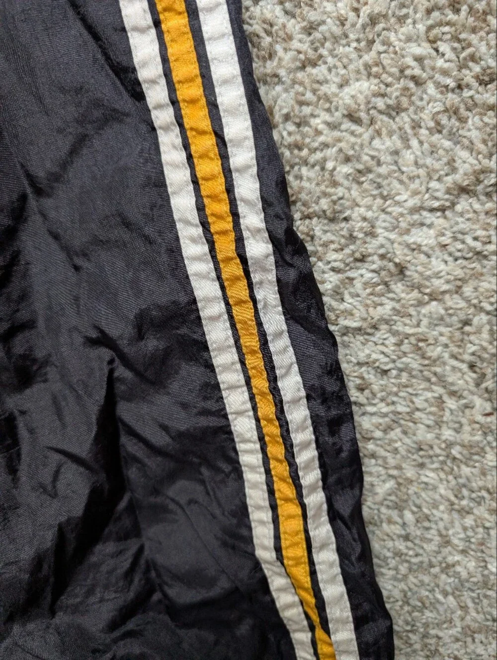 Vtg 90s Kids‎ Black Nylon Track Pants with Yellow & White Stripes 5t Basketball